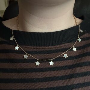 Solid 14k Gold Mother of Pearl Celestial Star Necklace